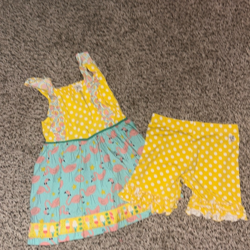Wildflowers girls size 6 Flamingo Ice cream trim tunic & matching shorties in 8